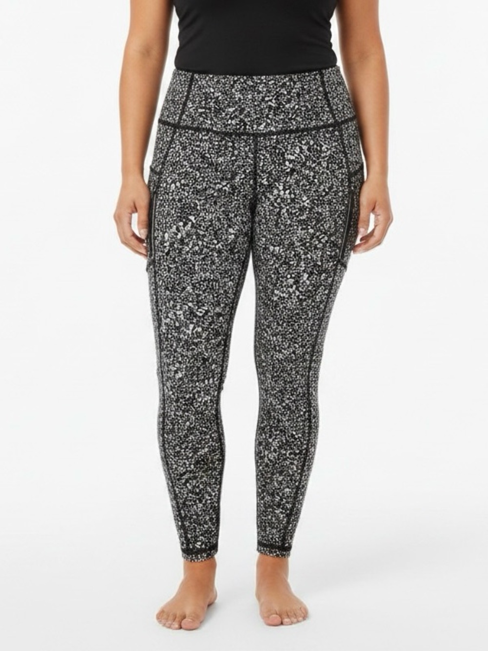 Athleta Black & White Speckled High-Rise Leggings